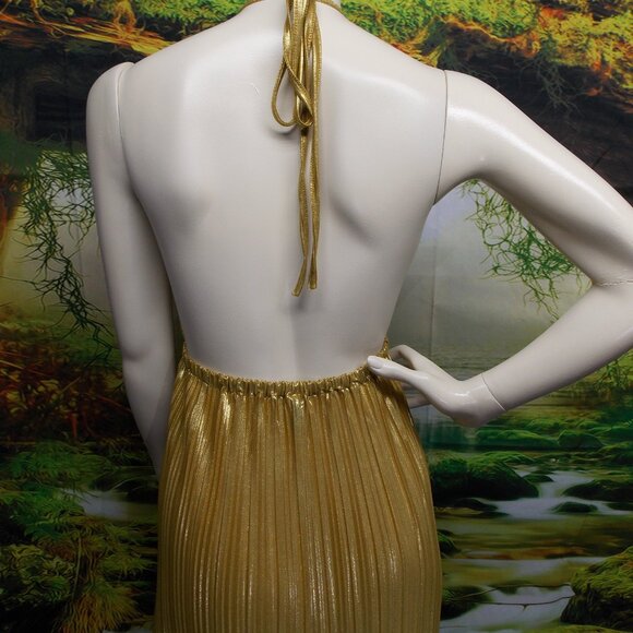 CHIO Di Stefania D Metallic Gold Maxi Dress - Picture 5 of 7